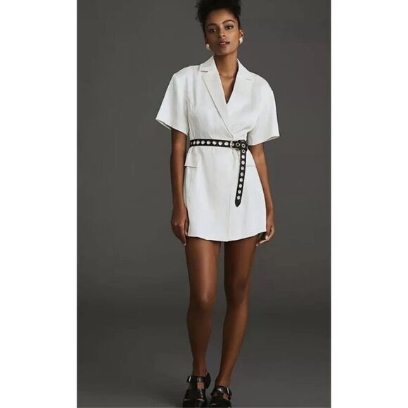 Anthropologie Dresses & Skirts - Anthropologie x 4SI3NNA Lorenzo Short-Sleeve Belted Blazer Dress Size XS